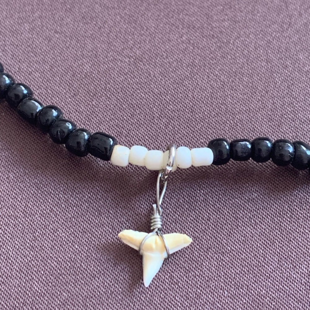 Shark Tooth Necklace & Shell Bracelet Set Beach Surfer Unisex Jewelry